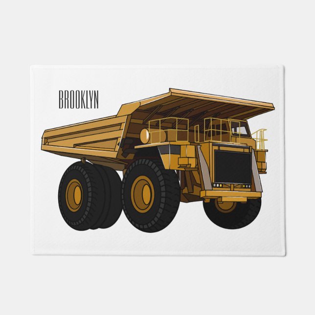 Haul truck cartoon illustration doormat (Front)