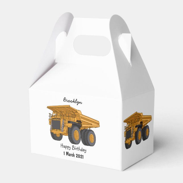 Haul truck cartoon illustration favour box (Front Side)