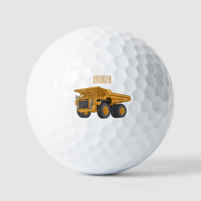 Haul truck cartoon illustration golf balls (Front)