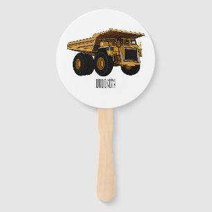 Haul truck cartoon illustration hand fan