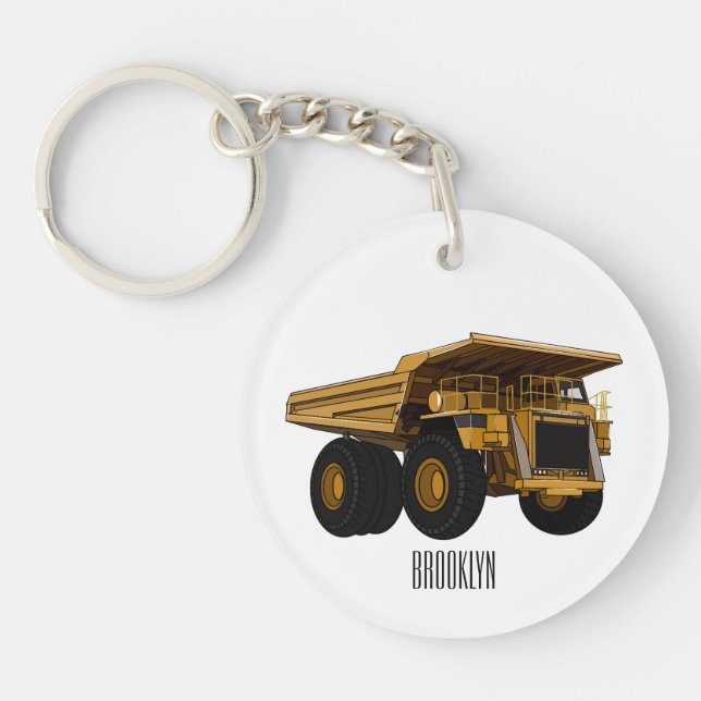 Haul truck cartoon illustration key ring (Front)