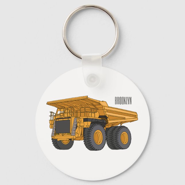 Haul truck cartoon illustration key ring (Front)