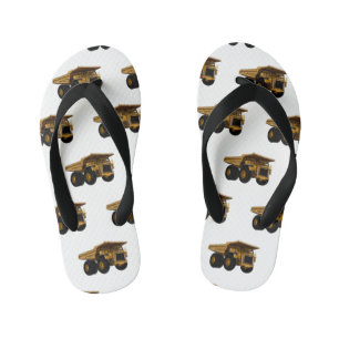 Haul truck cartoon illustration kid's flip flops