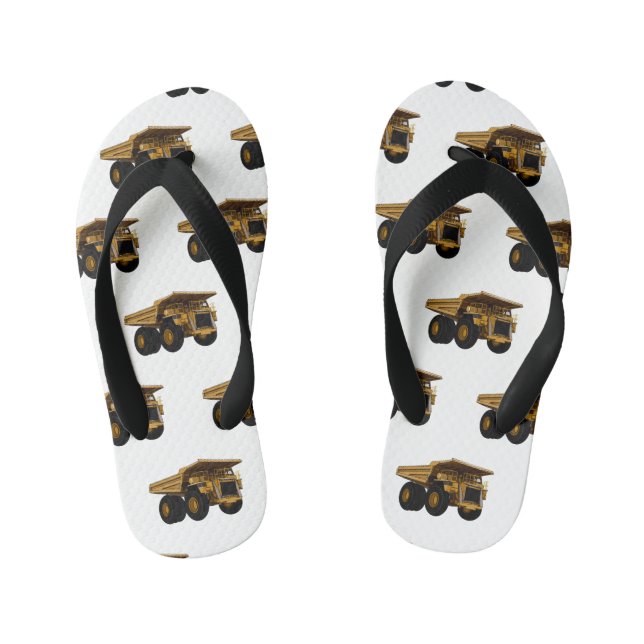 Haul truck cartoon illustration kid's flip flops (Footbed)