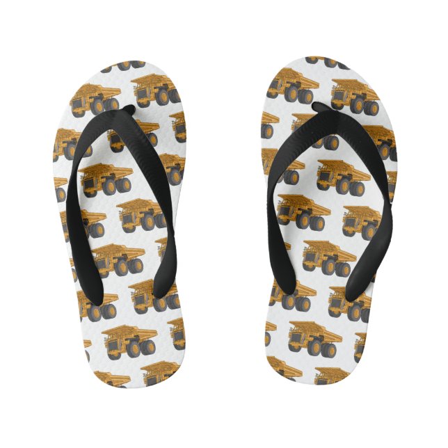 Haul truck cartoon illustration kid's flip flops (Footbed)