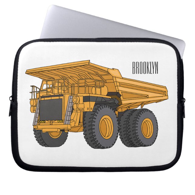 Haul truck cartoon illustration laptop sleeve (Front)