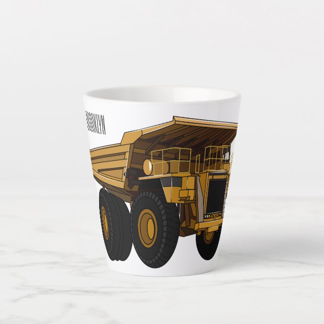 Haul truck cartoon illustration latte mug (Front)