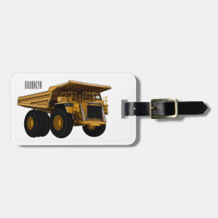 Haul truck cartoon illustration luggage tag