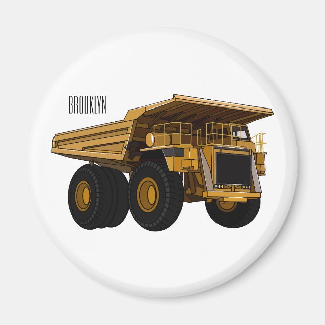 Haul truck cartoon illustration magnet (Front)