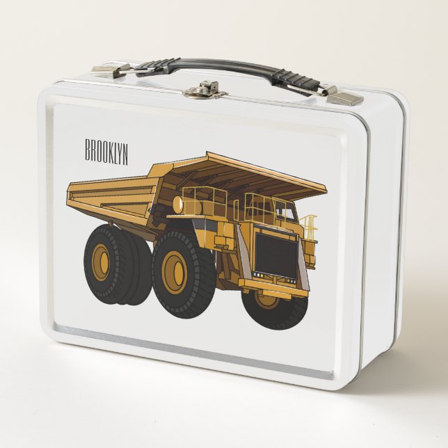 Haul truck cartoon illustration metal lunch box (Front)