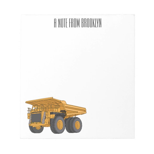 Haul truck cartoon illustration notepad (Front)