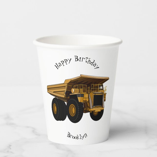 Haul truck cartoon illustration paper cups (Front)