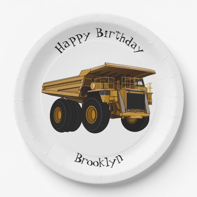 Haul truck cartoon illustration paper plate (Front)