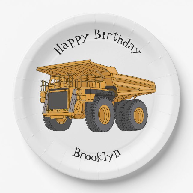 Haul truck cartoon illustration paper plate (Front)