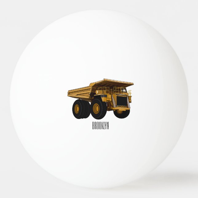 Haul truck cartoon illustration ping pong ball (Front)