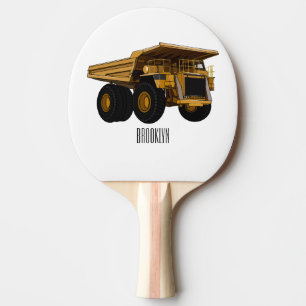 Haul truck cartoon illustration ping pong paddle