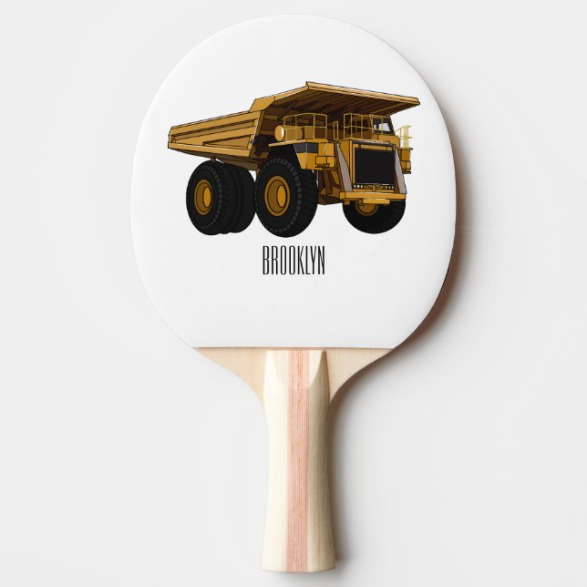 Haul truck cartoon illustration ping pong paddle (Front)