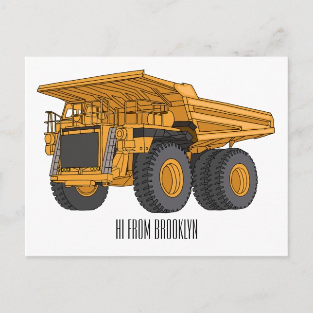Haul truck cartoon illustration postcard (Front)