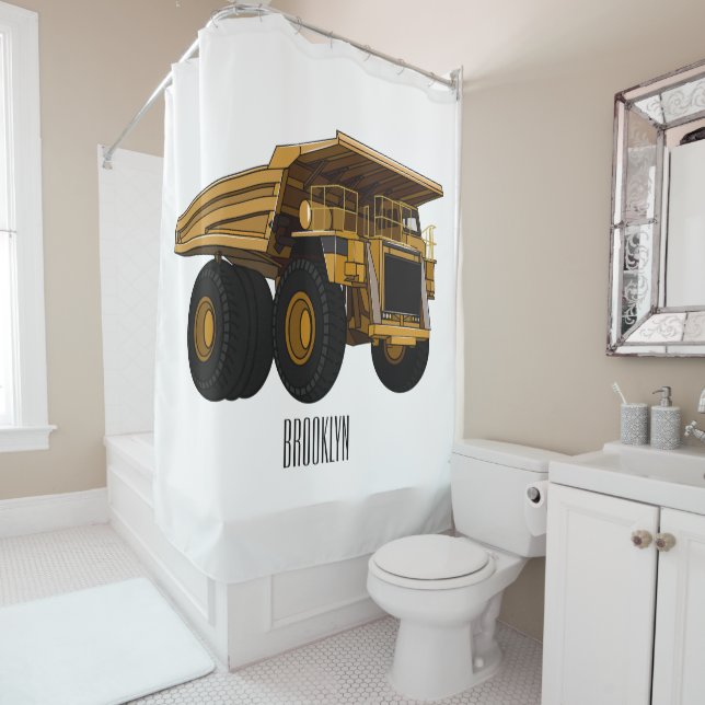 Haul truck cartoon illustration shower curtain (In Situ)