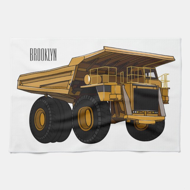 Haul truck cartoon illustration tea towel (Horizontal)