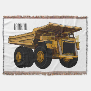 Haul truck cartoon illustration throw blanket