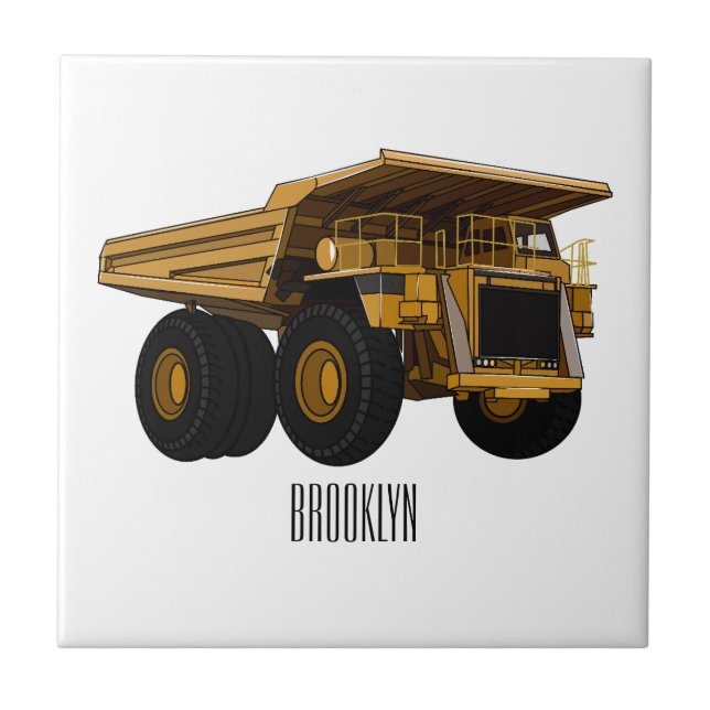 Haul truck cartoon illustration tile (Front)
