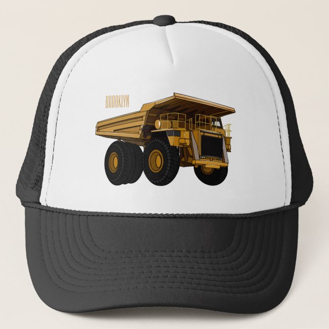 Haul truck cartoon illustration trucker hat (Front)