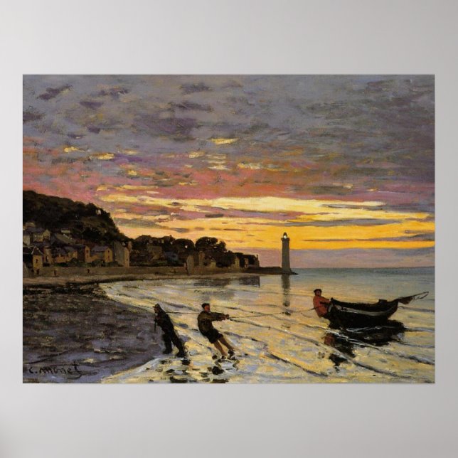 Hauling a Boat Ashore, Honfleur Poster (Front)