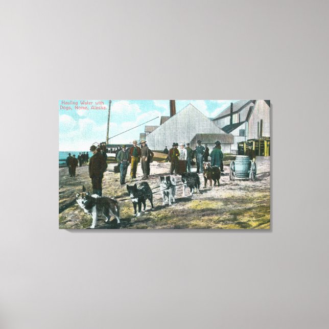 Hauling Water with DogsNome, AK Canvas Print (Front)