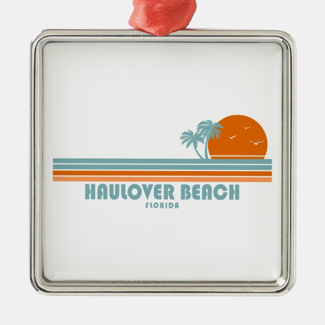Haulover Beach Miami Florida Sun Palm Trees Metal Tree Decoration (Front)