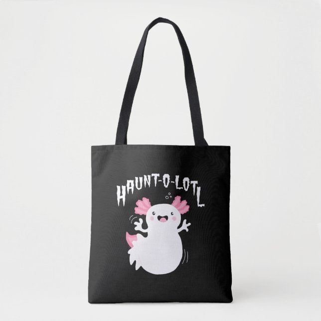 Haunt-O-Lotl Ghost Axolotl Tote Bag (Front)