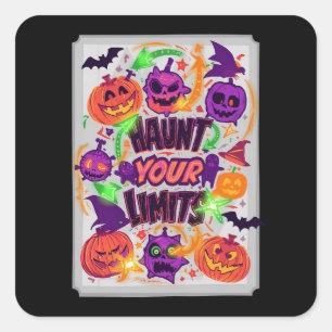 Haunt Your Limits Neon Halloween Square Sticker