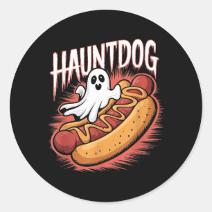 Hauntdog Funny Ghost Hot Dog Halloween Costume Classic Round Sticker