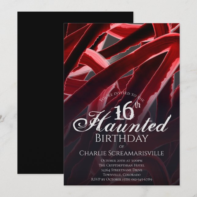 Haunted 16 Sixteenth Birthday Party Invitation (Front/Back)