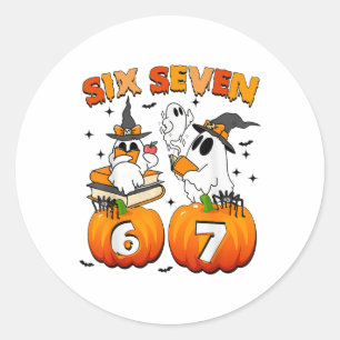 Haunted 67 Meme Six Seven 6-7 Funny Internet Joke  Classic Round Sticker