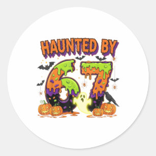 Haunted 67 Meme Six Seven 6-7 Funny Internet Joke Classic Round Sticker