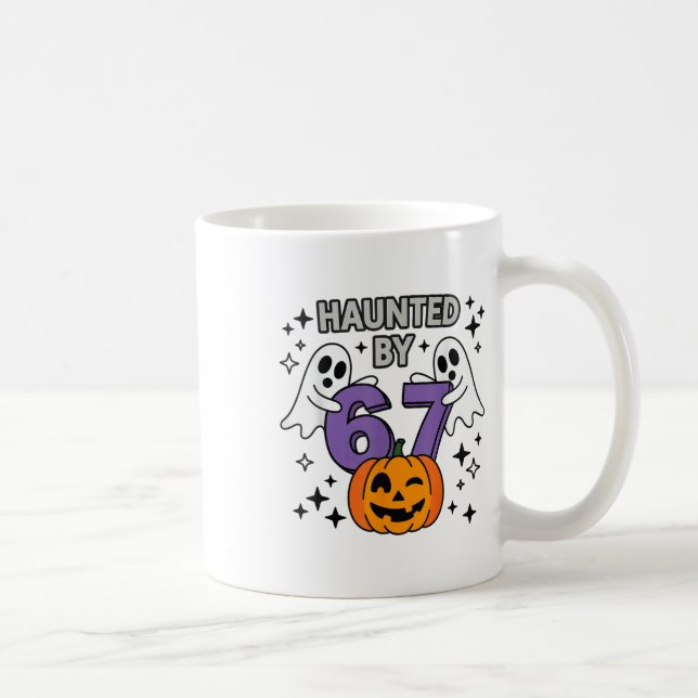Haunted 67 Meme Six Seven 6-7 Funny Internet Joke  Coffee Mug (Right)