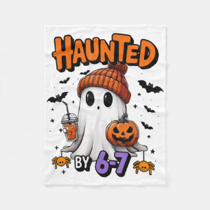 Haunted 67 Meme Six Seven 6-7 Funny Internet Joke Fleece Blanket