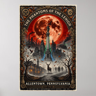 Haunted Allentown, PA Vintage Horror Travel Poster