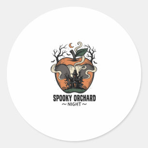 Haunted Apple Shirt Vintage Scary Orchard Night_1 Classic Round Sticker