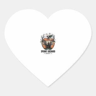Haunted Apple Shirt Vintage Scary Orchard Night_1 Heart Sticker