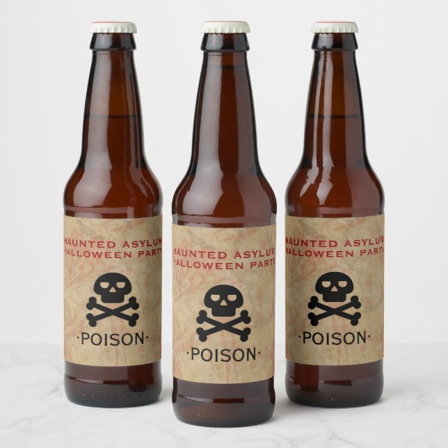 Haunted Asylum Halloween Party Poison Beer Bottle Label (Bottles)