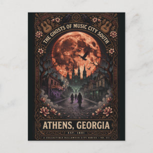 Haunted Athens, Georgia Vintage Horror Travel Postcard