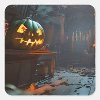 Haunted Basement Pumpkin Halloween Stickers