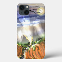 Haunted Beach With A Ghost And Pumpkins