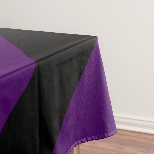 Haunted Black and Purple Striped Tablecloth (In Situ)
