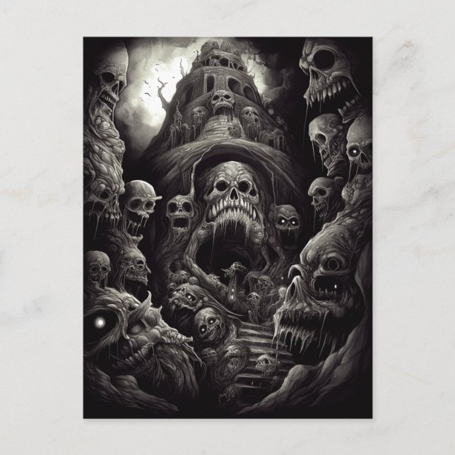 Haunted Building Monsters Horror Art Postcard (Front)