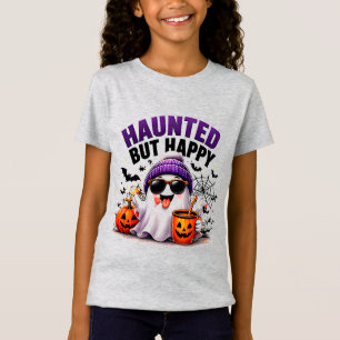 Haunted But Happy Funny Ghost Pumpkin Halloween T-Shirt