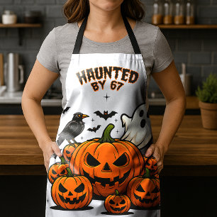 Haunted by 67 Funny Ghost And Pumpkin Halloween Apron