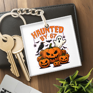 Haunted by 67 Funny Ghost And Pumpkin Halloween Key Ring